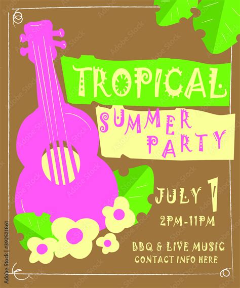 Cute Tropical Luau Party Invitation Design Template Stock Vector ...