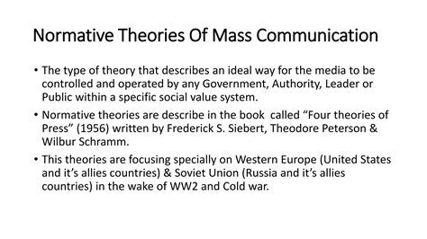 Normative Theories Of Press Of Mass Communication PPT