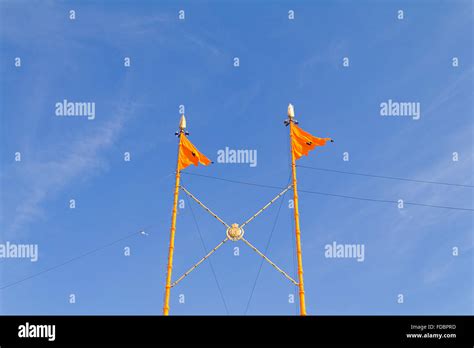 Gurdwara Pole Flag Nobody Stock Photo Alamy