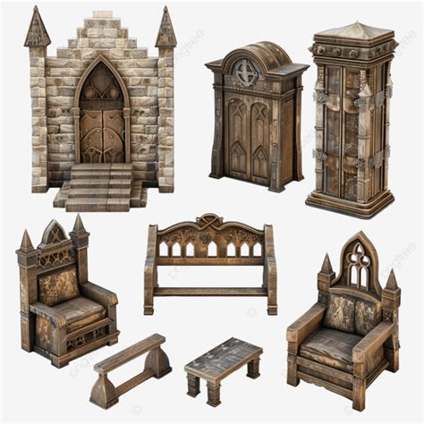 Medieval Castle Furniture Set, Decor, Building, Architecture PNG ...