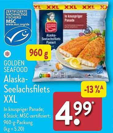 Golden Seafood Alaska Seelachsfilets Xxl Angebot Bei Aldi Nord