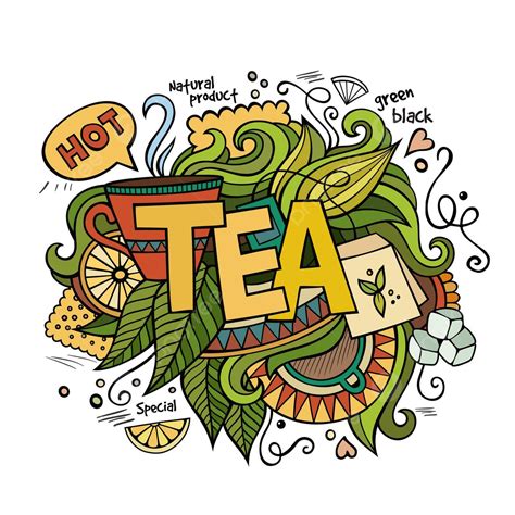 Tea Hand Lettering And Doodles Elements Background Restaurant Hand