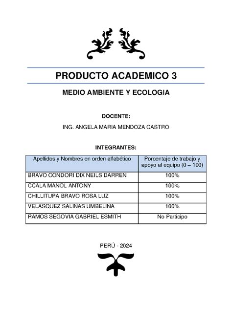 Grupo Pa Medio Ambiente Y Ecologia Producto Academico Medio