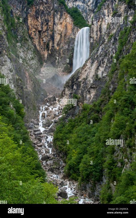 Boka Slap Slovenia S Largest Waterfall Near Zaga Slovenia Stock