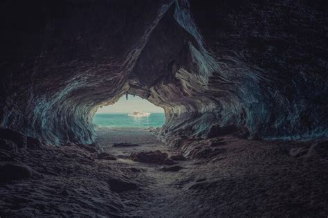 Premium Photo Sea Seen Through Cave