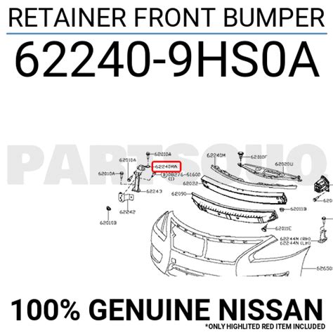 622409HS0A Genuine Nissan RETAINER FRONT BUMPER 62240 9HS0A EBay