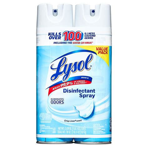 Lysol Disinfectant Spray Crisp Linen Scent 19 Fl Oz Pack Of 2 Sanitizing Antibacterial