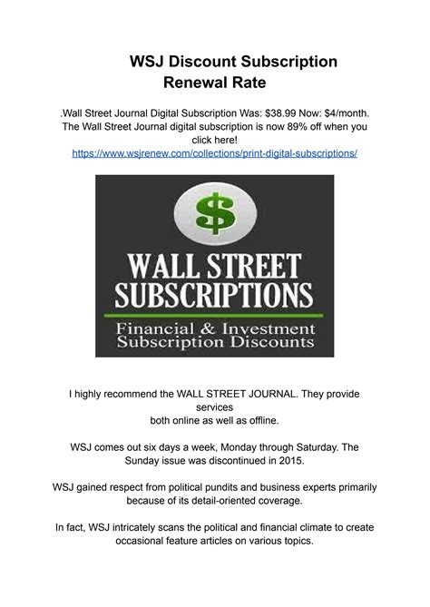 Wall Street Journal Print Subscription Deals by WSJ Renew - Issuu