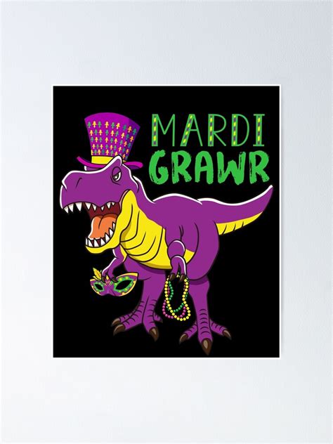 Mardi Gras T Rex Dinosaur Mardi Grawr Funny Carnival Costume New