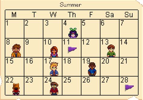 Stardew valley, Stardew valley calendar, Valley