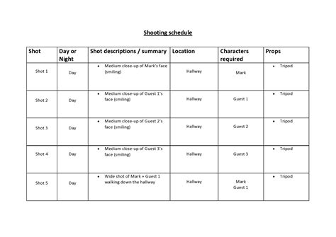 30 Perfect Shooting Schedule Templates (Film, TV Show) - TemplateArchive