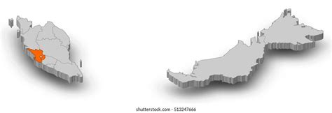 Map Malaysia Selangor Darul Ehsan 3dillustration Stock Illustration ...