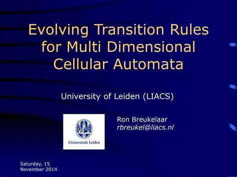 Ppt Evolving Transition Rules For Multi Dimensional Cellular Automata