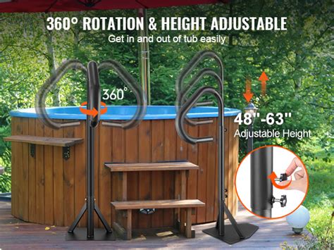 VEVOR Hot Tub Handrail Rotatable Spa Side Handrail With Adjustable Height Rust