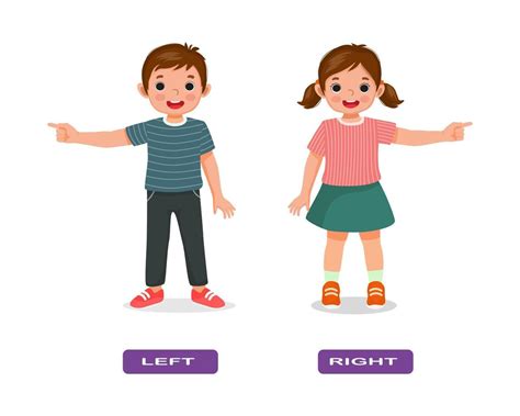 adjective antonym left   words illustration  kids