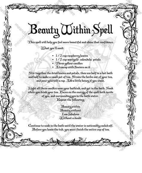 Witches' Beauty Within Spell Image Digital Clipart - Etsy