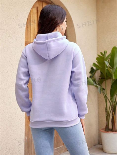 Shein Essnce Kangaroo Pocket Thermal Lined Hoodie Shein Usa