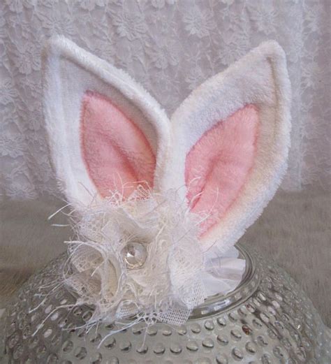 White Super Soft Fleece Bunny Ears Shabby Chic Headband Bunny Etsy