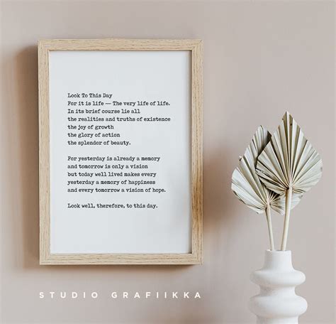 Look to This Day Poem Today Well Lived Poster UNFRAMED - Etsy