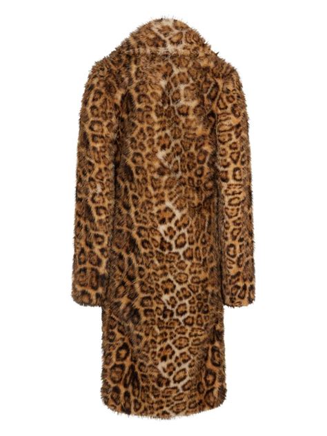 Rabanne Leopard Print Faux Fur Coat Brown Farfetch