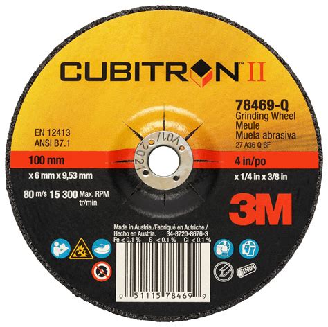 3M CUBITRON II Type 27 4 X 1 4 X 3 8 Depressed Center Grinding