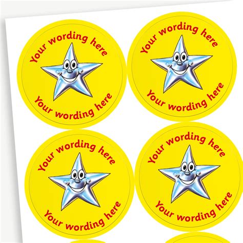 Personalised Star Stickers Colour Choice 35 Stickers