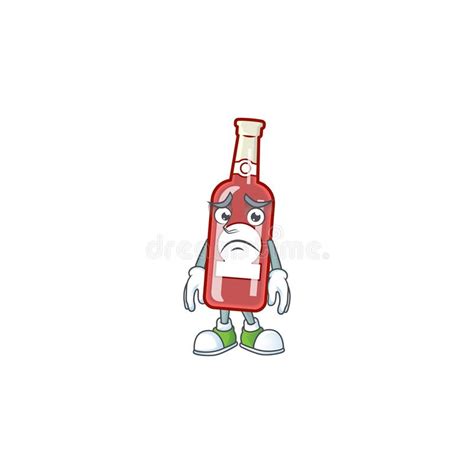 Champagnerrote Flasche Cartoon Charakter Mit Angst Vor Dem Gesicht