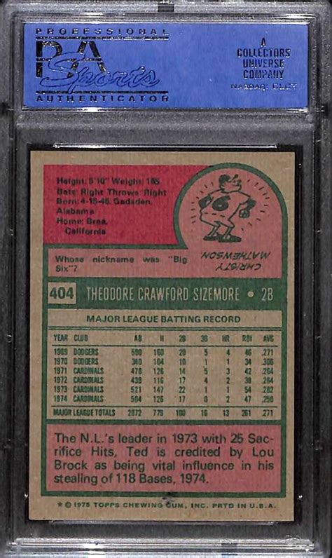 Topps Ted Sizemore Psa Pd Nmmt C Ebay