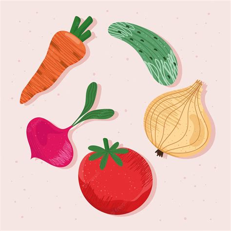 Premium Vector Five Fresh Vegetables Icons