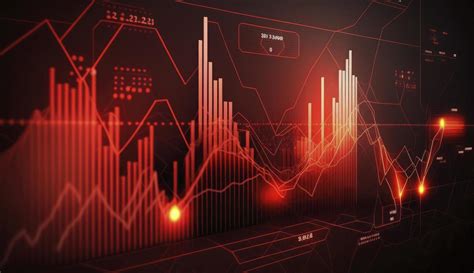 Stock Market Trading Graph In Red Color As Economy 3d Illustration