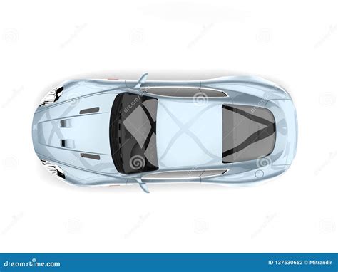 Metallic Pastel Blue Modern Sports Luxury Car Top Down View Stock