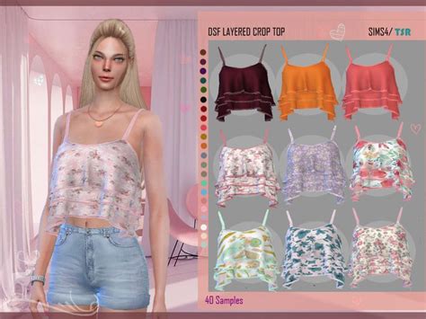 The Sims Resource DSF LAYERED CROP TOP Layered Crop Top Soft Girl