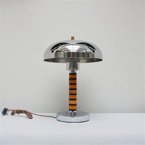 An Art Deco Chromed Metal Orange Bakelite Table Lamp For Sale At 1stdibs