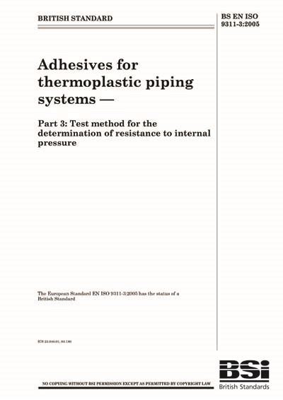 Bs En Iso Adhesives For Thermoplastic Piping Systems