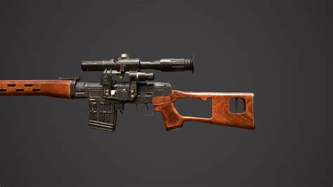 SVD Dragunov Sniper Rifle Low Poly 3D Model CGTrader