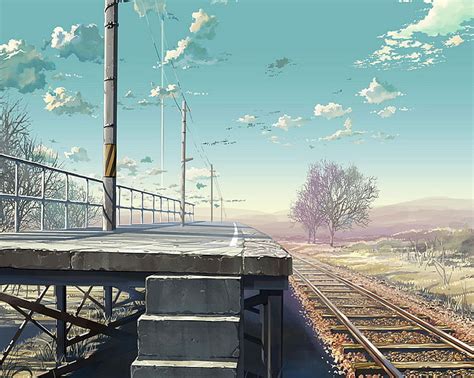 雲列車イラスト新海誠車両鉄道架空の風景プラットフォーム1280x自然空hdアート、 雲、 列車、 Hdデスクトップの壁紙 Wallpaperbetter