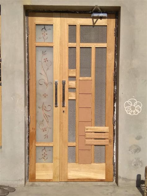 Modern Wooden Door Design with Frosted Glass