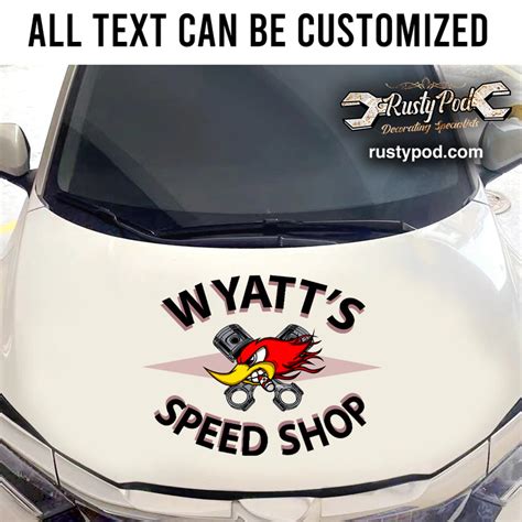 Personalized Hot Rod Bird And Crossing Piston Sticker Rustypod Store