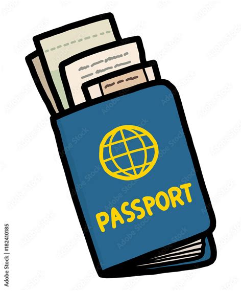 Passport Cartoon Vector And Illustration Hand Drawn Style Isolated On White Background