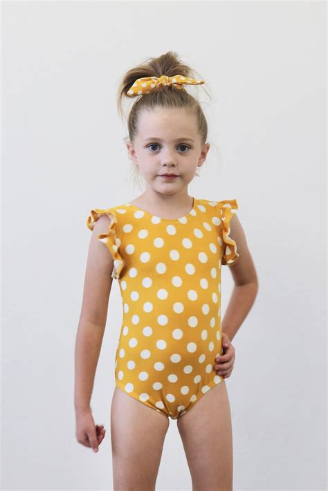 Yellow Polka Dot Cute Girls Leotard Bodysuit Girls Ballet Etsy