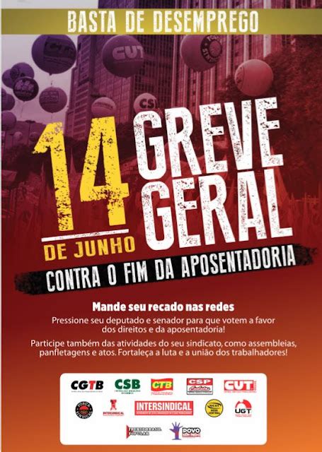 ANOTADO Centrais definem estratégias para greve geral de 14 de junho