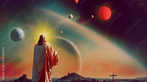 Jesus Christ And The Universe Stock Illustration Adobe Stock