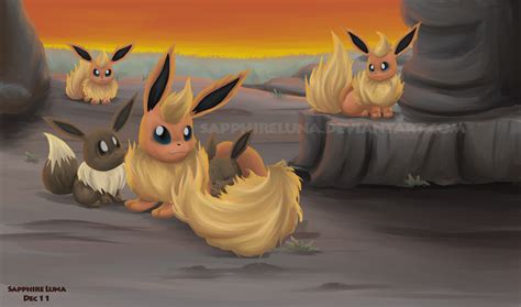 Flareon and Eevee by sapphireluna on deviantART