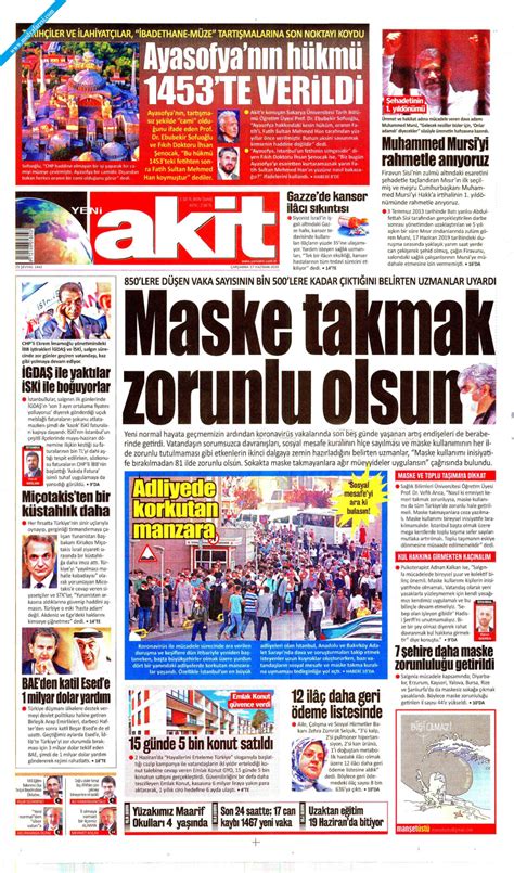 Yeni Akit Gazetesi Haziran Ar Amba