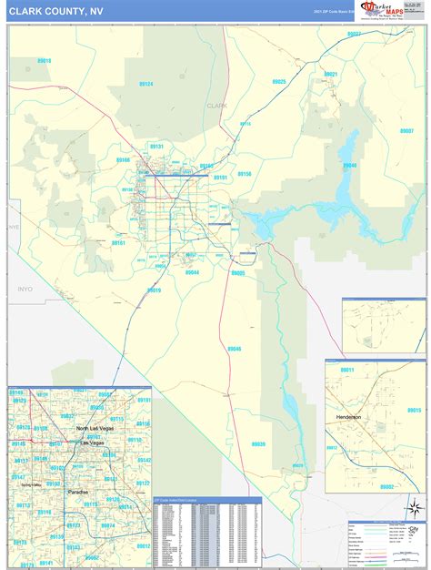 Clark County Nv Zip Code Wall Map Basic Style By Marketmaps Mapsales