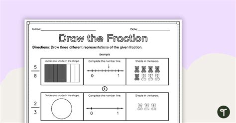 Draw A Fraction Worksheet Teach Starter Worksheets Library