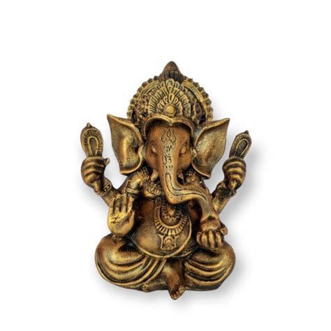 Ganesha Hindu Deus Sorte Prosperidade Sabedoria Resina Dourada Shopee