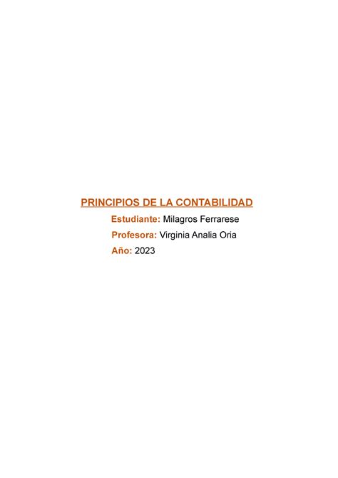 Trabajo Practico Principios De La Contabilidad Principios De La