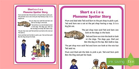 Vowel Stories With Pictures Short Vowel Sound Spotter Story