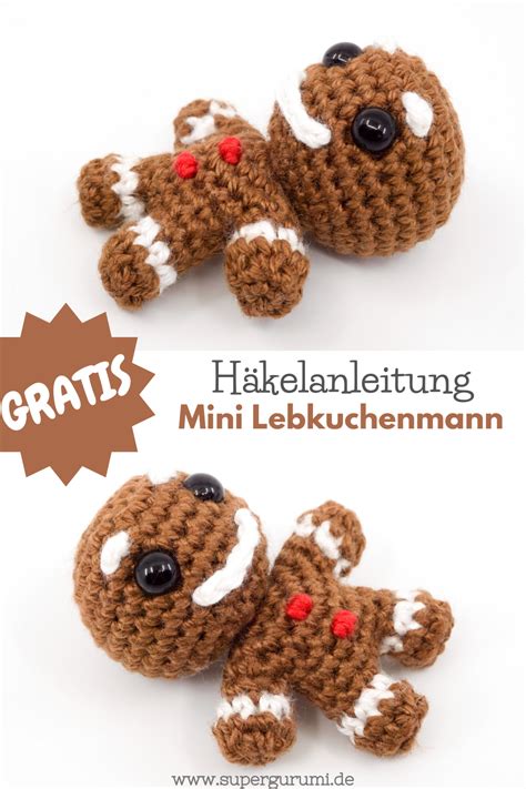 Amigurumi Mini Lebkuchenmann häkeln Häkeln anleitung Lebkuchenmann